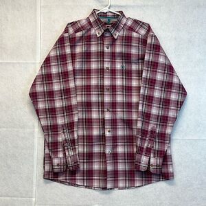 ARIAT Men’s Shirt Medium Pro Series Stretch Plaid Button Down Purple Long Sleeve
